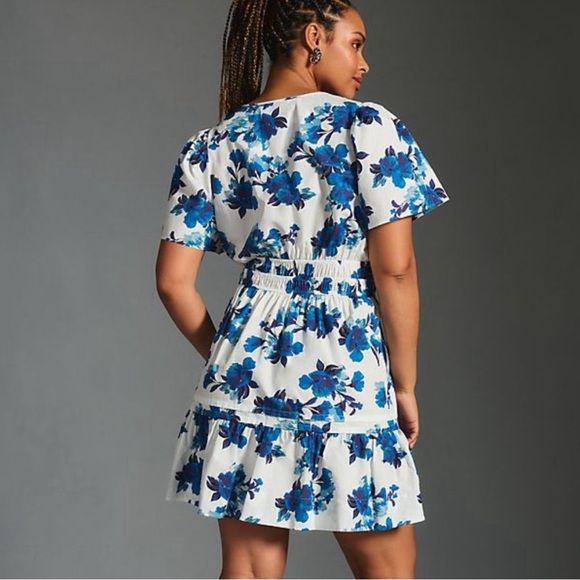 NWT ANTHROPOLOGIE The Somerset Mini Dress blue floral color new - Picture 4 of 8